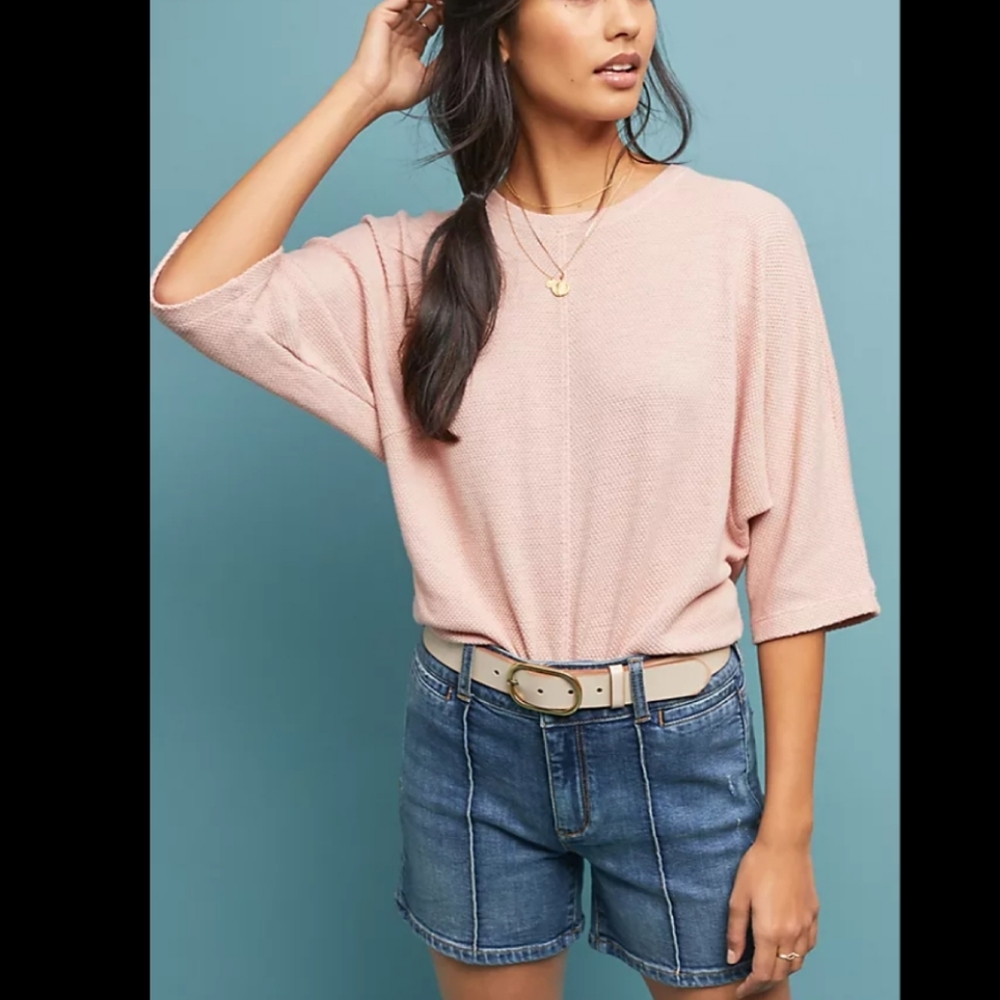 Anthro Pilcro high rise pintucked denim shorts